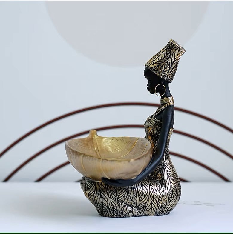 African Resin Vintage Female Sculpture