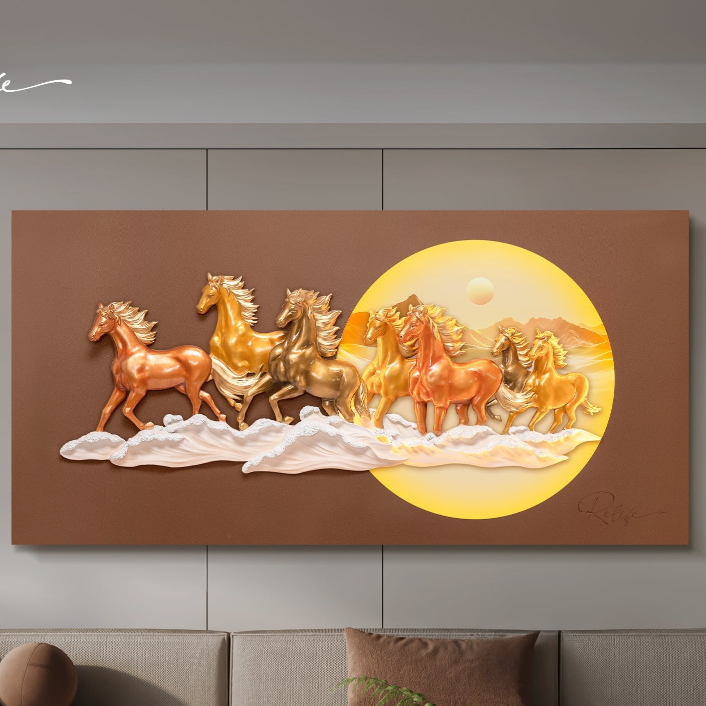 7 Horses 3D Wall Art