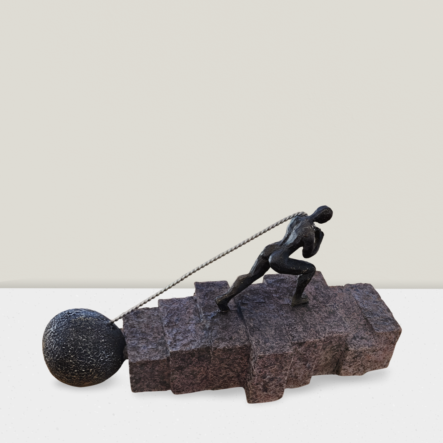 Motivational Resin Figurine: Man Pulling a Weight