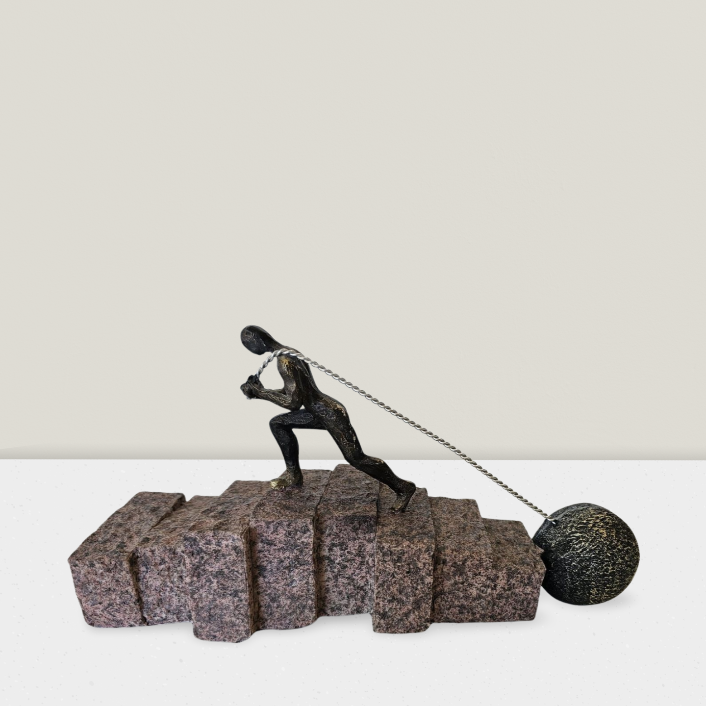 Motivational Resin Figurine: Man Pulling a Weight
