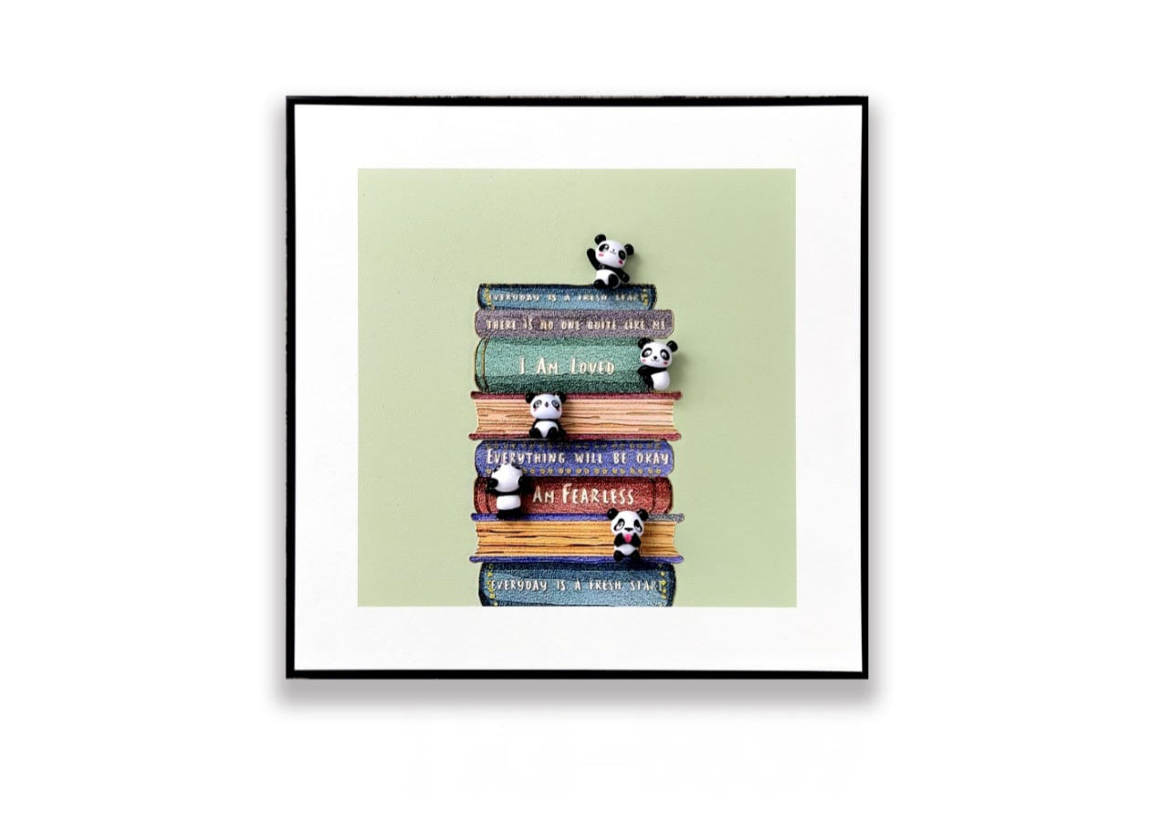 Motivating cute Panda 3D Art Frame
