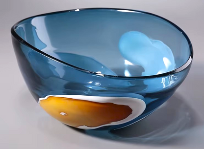 Modern Nordic Blue Flower Glass Vase Handmade