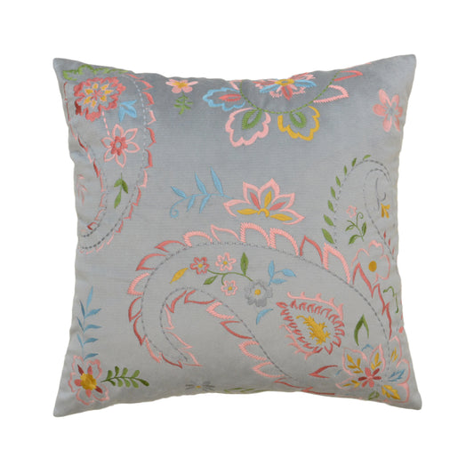 Throw Pillow with Ham Flower Embroidery