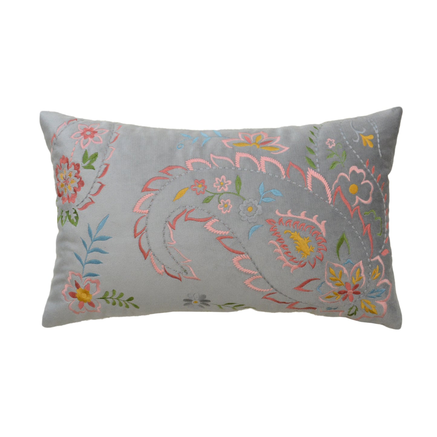 Throw Pillow with Ham Flower Embroidery