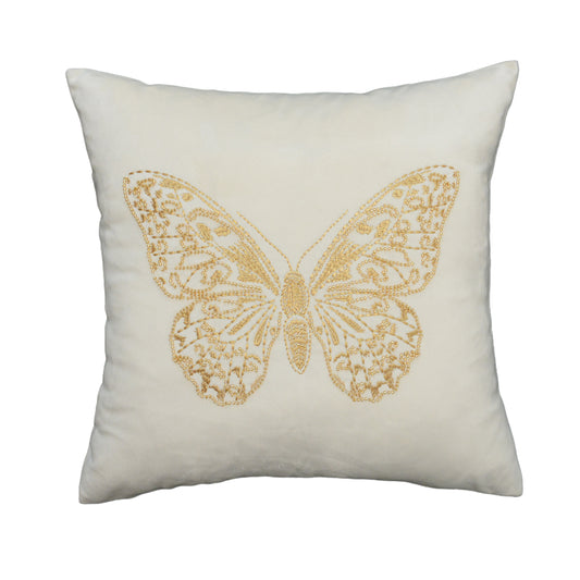 Butterfly beaded embroidered pillow