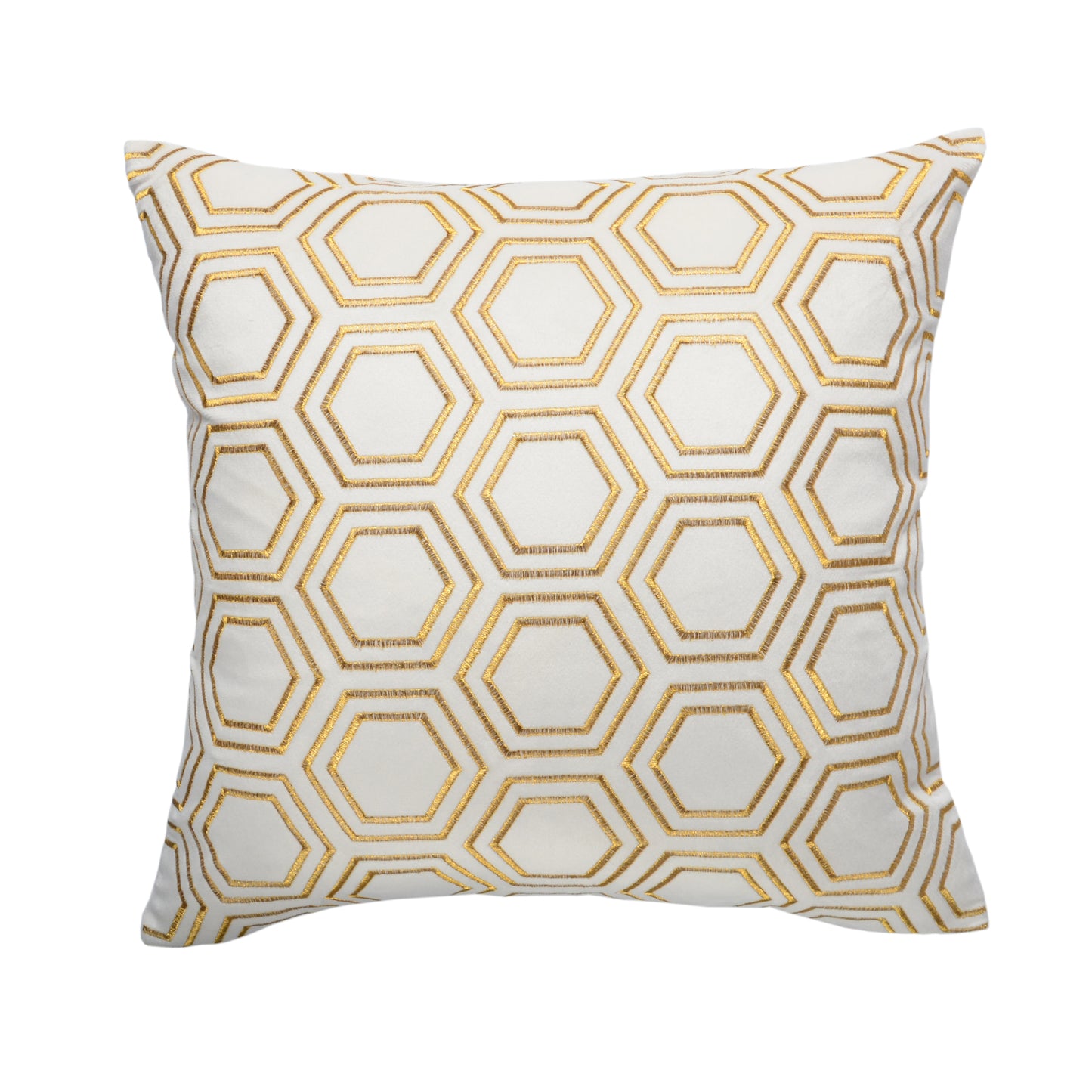 Honeycomb geometric embroidered throw pillow
