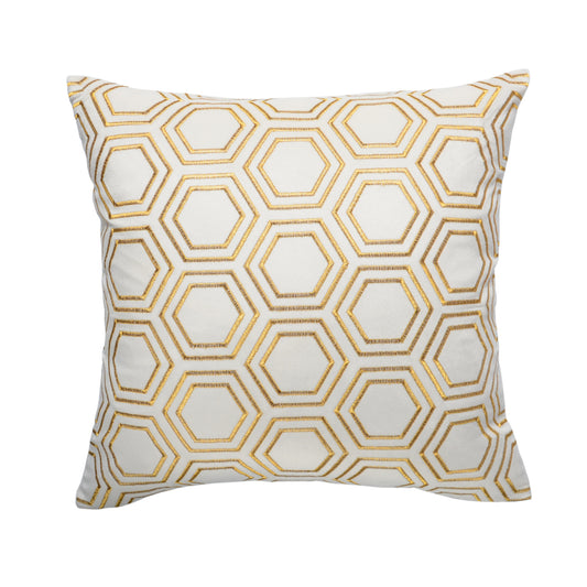 Honeycomb geometric embroidered throw pillow
