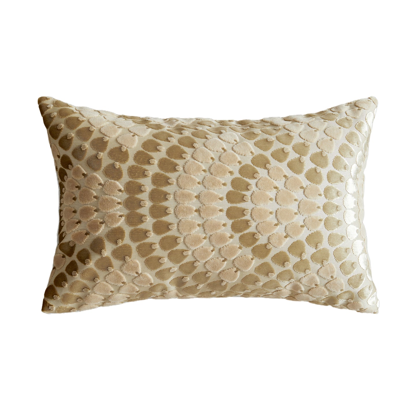 Throw Pillow with Cut Pile and Jacquard Pattern of Peacock Tail