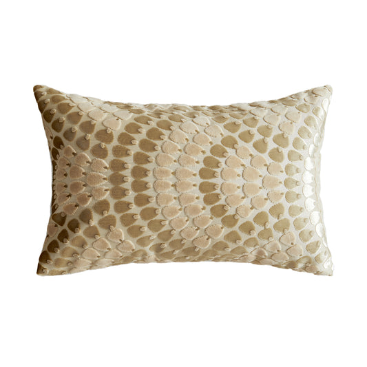 Throw Pillow with Cut Pile and Jacquard Pattern of Peacock Tail