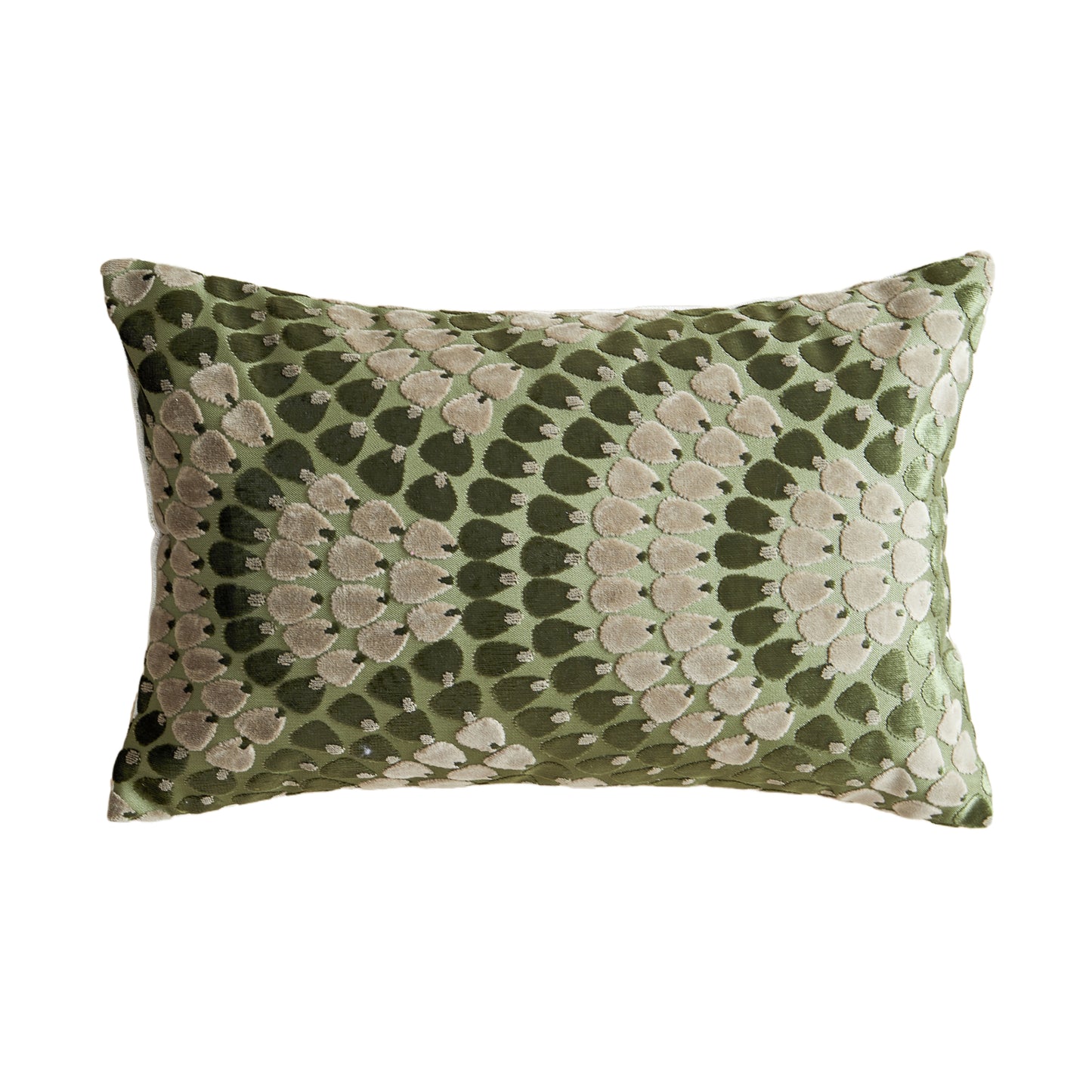 Throw Pillow with Cut Pile and Jacquard Pattern of Peacock Tail