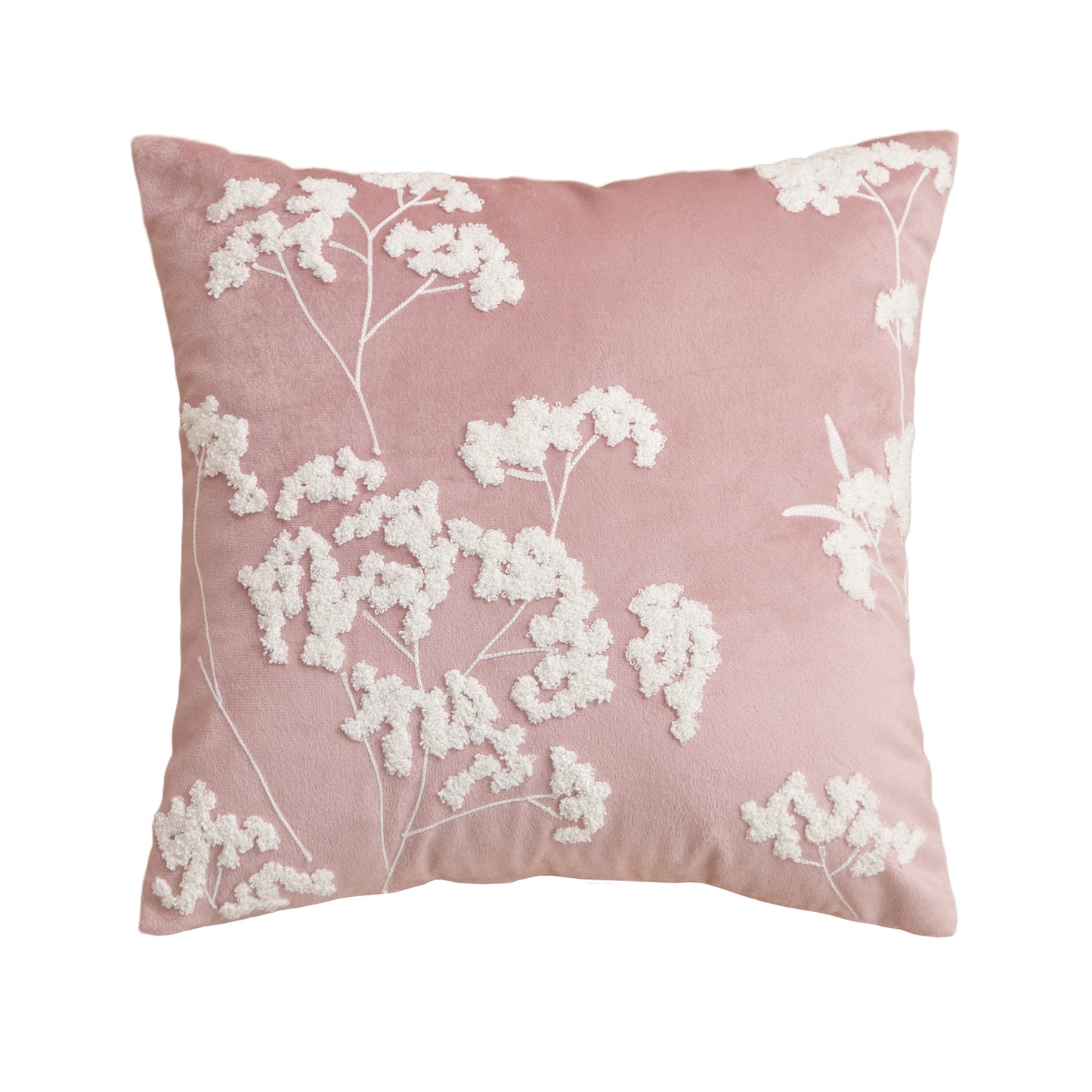 Throw Pillow with Flower Embroidery