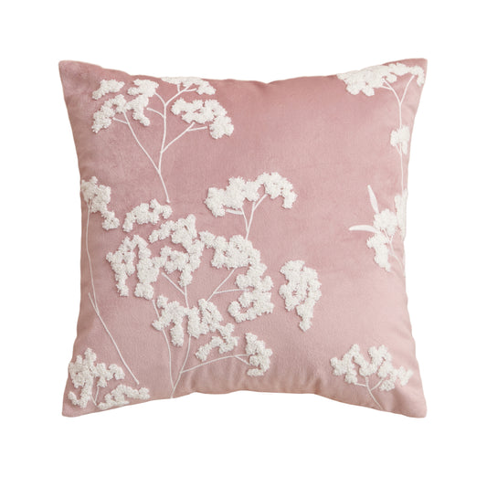 Throw Pillow with Flower Embroidery