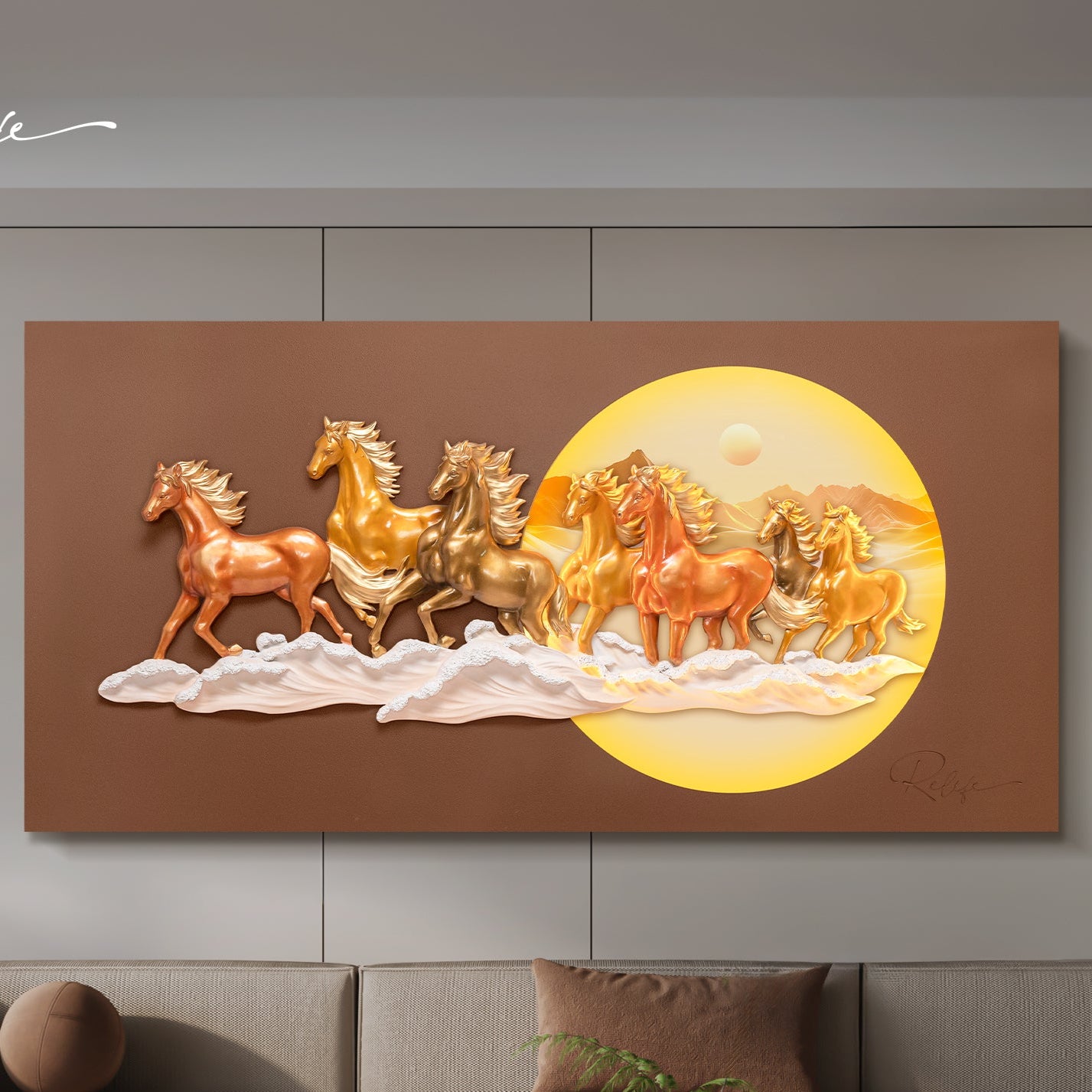 7 Horses 3D Wall Art