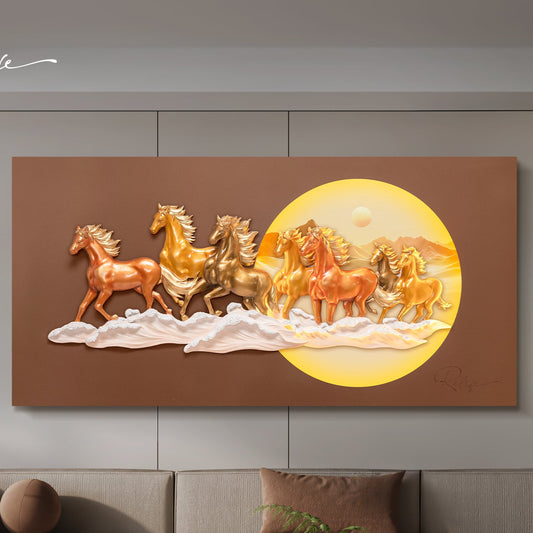 7 Horses 3D Wall Art