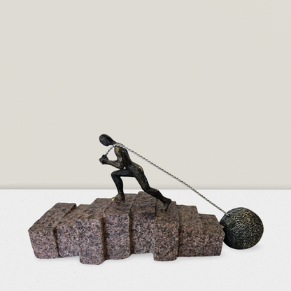 Motivational Resin Figurine: Man Pulling a Weight