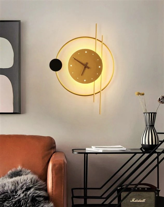 Geometric Wall clock art with LED light & Remote