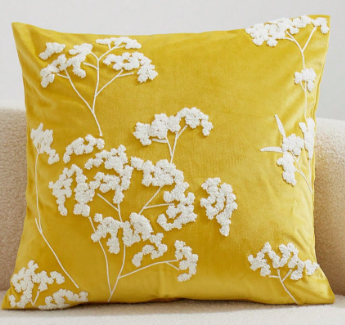Babysbreath embroidered Throw Pillow